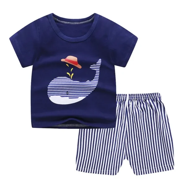 Deisgner Baby Boy Clothes Sport Clothing Tracksuit Active Striped Tshirt +shorts Baseball Football Clothes Toddler Clothing Sets - Image 4