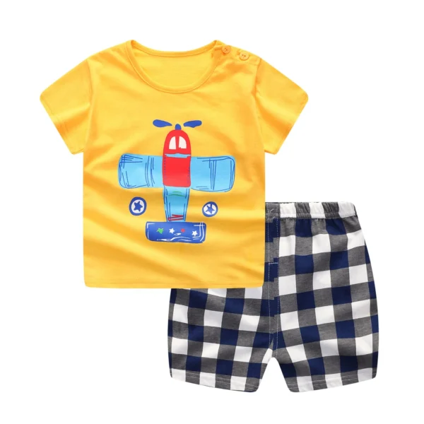 Deisgner Baby Boy Clothes Sport Clothing Tracksuit Active Striped Tshirt +shorts Baseball Football Clothes Toddler Clothing Sets - Image 2