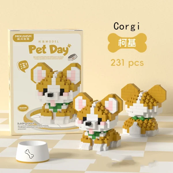 18 Styles Little Dog Cat Cute Pet Small Building Block Model Series Ornaments Children's Toys Miniature Bricks - Image 2