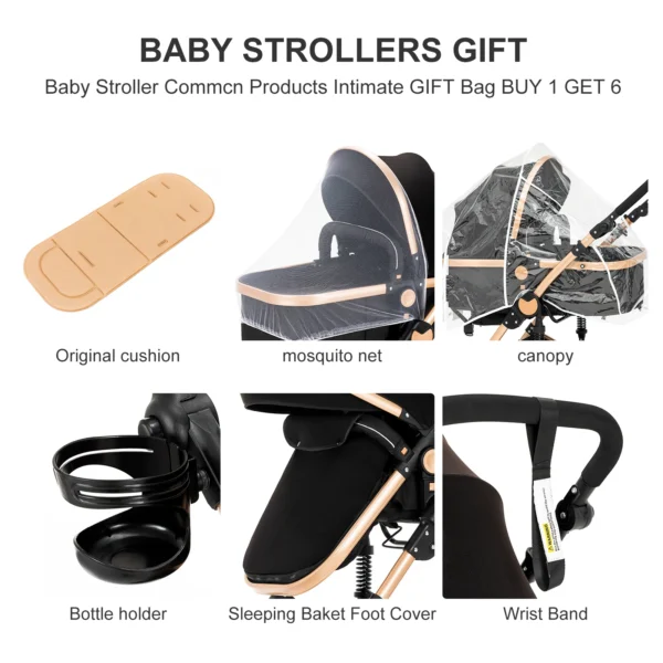 High quality newborn Lightweight Baby Stroller Folding Cart Comfort Baby Stroller 3 in 1 Child Safety Seat With ISOfix - Image 4