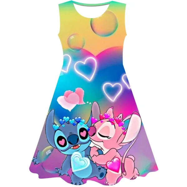 2024 Girls Stitch Dresses Princess Children's Clothing Cartoon Stitch Print Summer Fashion Baby Stitch Dress 3-14Y - Image 4