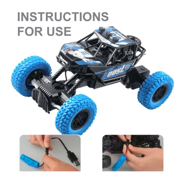 Remote control car with colorful flashing lights, rubber wheels, off-road toy car suitable for Christmas children's gifts - Image 6