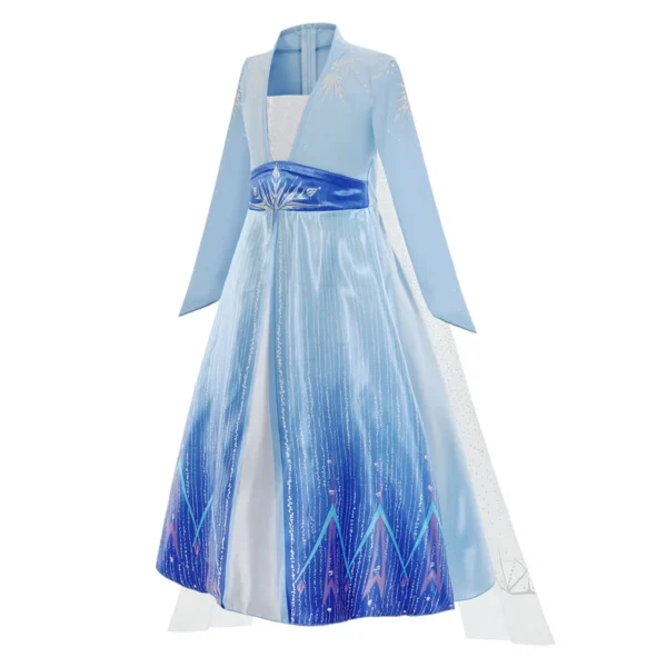 Elsa Costume for Girl Birthday Party Blue Long Sleeve Carnival Clothing Kids Princess Dress for Girls - Image 3