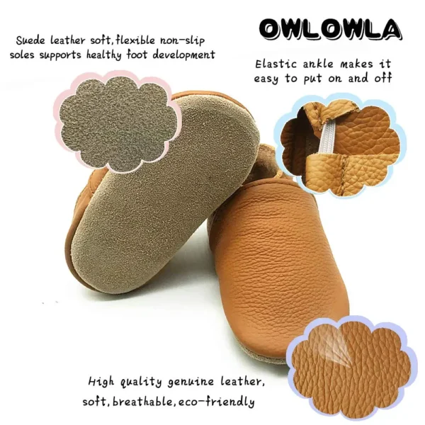 Owlowla Baby Shoes Soft Cow Leather Bebe Newborn Booties For Babies Infant Toddler Moccasins Slippers First Walkers - Image 3