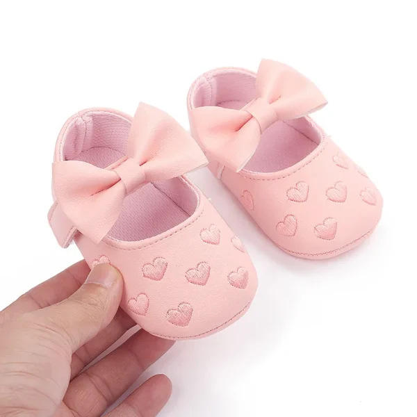 PU Leather Bowknot Baby Girls Shoes Cute Moccasins Heart Soft Sole Flat Shoes First Walkers Toddler Princess Footwear Crib Shoes - Image 2