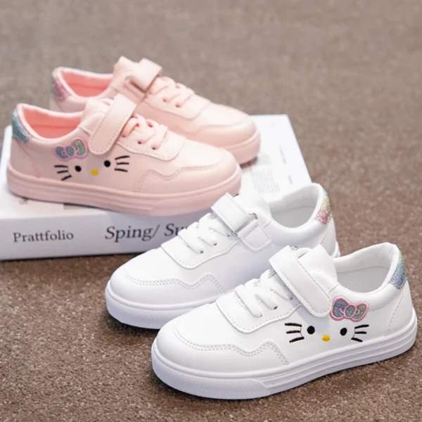 Children's Sneakers Girls Sport Shoes Student Shoes Cute Kitty Baby Girls Outdoor Footwear Anti-slip Kids Casual Shoes - Image 4