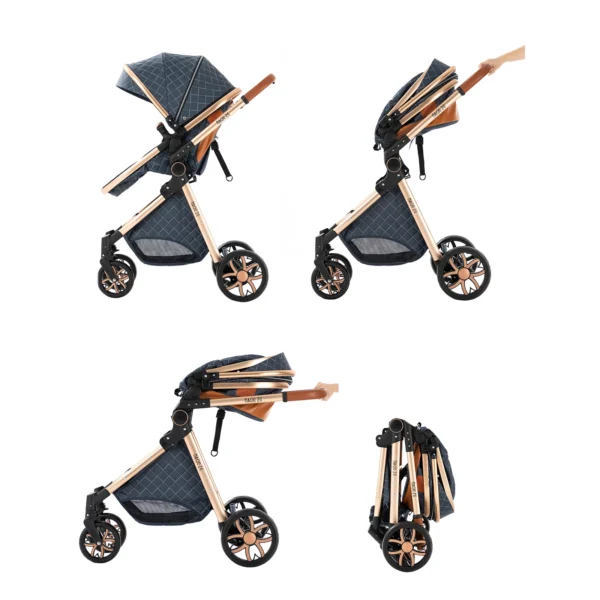 Luxury Baby Stroller 2 in 1 Foldable Stroller High landscape Newborn Baby Bassinet Puchair Lightweight baby cart with comfort - Image 2