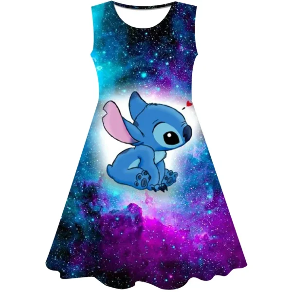 2024 Girls Stitch Dresses Princess Children's Clothing Cartoon Stitch Print Summer Fashion Baby Stitch Dress 3-14Y - Image 3