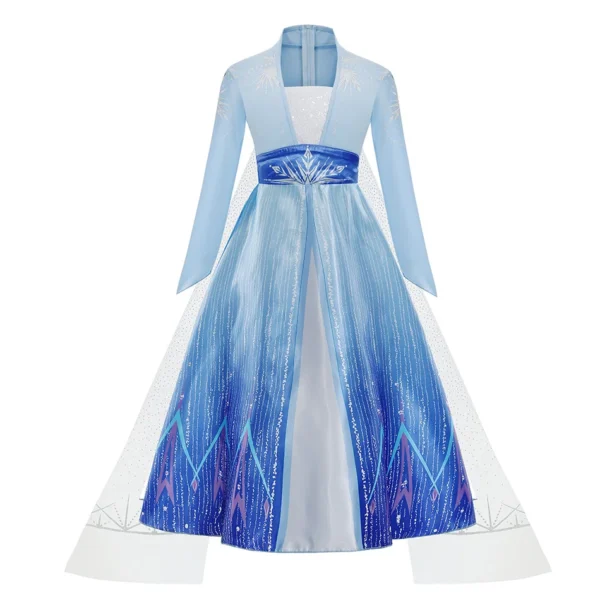 Elsa Costume for Girl Birthday Party Blue Long Sleeve Carnival Clothing Kids Princess Dress for Girls - Image 2