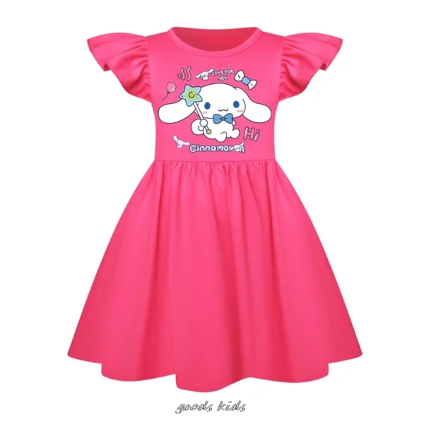 Hot Cinnamoroll Girl Dress Children Kawaii Print Dresses +Bag Princess Cartoons Casual Clothes Girls Flying Sleeve Kid Baby Gift - Image 6