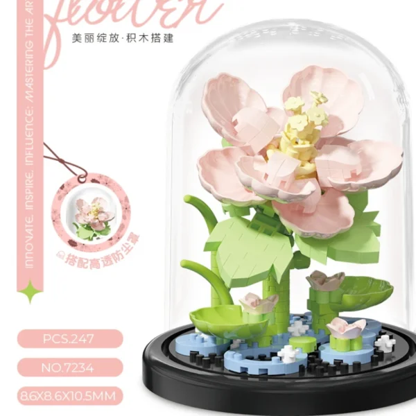 Flower Bouquet Bonsai Building Blocks Artificial Plastic Plant Dust Cover Micro Model Home Decoration Toy For Kid Birthday Gift - Image 4