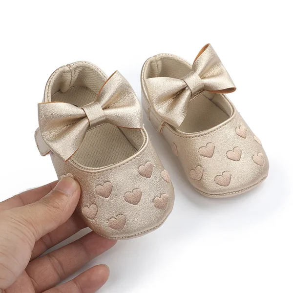 PU Leather Bowknot Baby Girls Shoes Cute Moccasins Heart Soft Sole Flat Shoes First Walkers Toddler Princess Footwear Crib Shoes