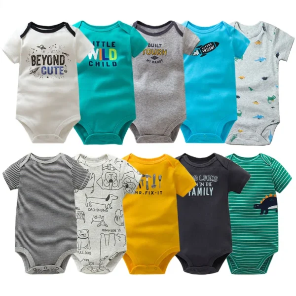 3Pcs/Lot Baby Summer Bodysuits Clothes Fashion Cotton Short Sleeves Newborn Baby Girl Boy Clothing Cute Jumpsuit Infant Outfits