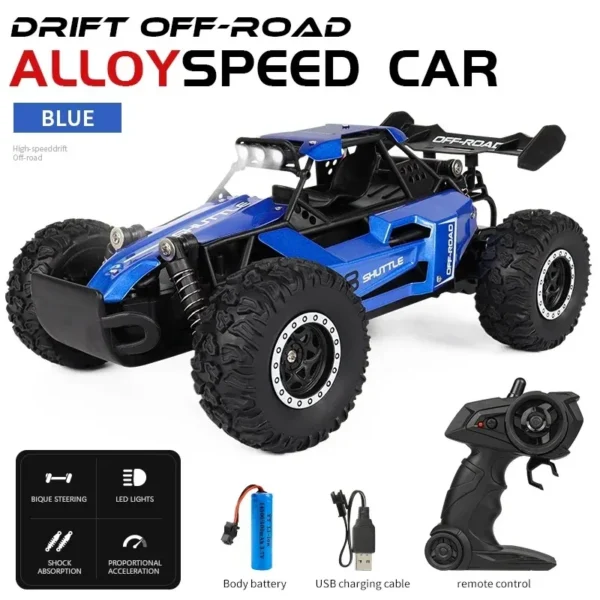 New RC Car 1:16 2WD with LED Light 2.4G 20KM/H High Speed Off-Road Climbing Remote Control Car Toy Gifts for Boys Girls Kids - Image 4