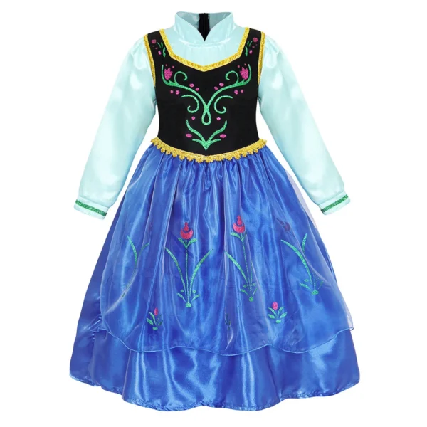 Disney Anna Dress with Cape for Kids Girl Carnival Princess Disguise Frozen Party Clothing Girls Hallloween Anna Gown Prom Dress - Image 2