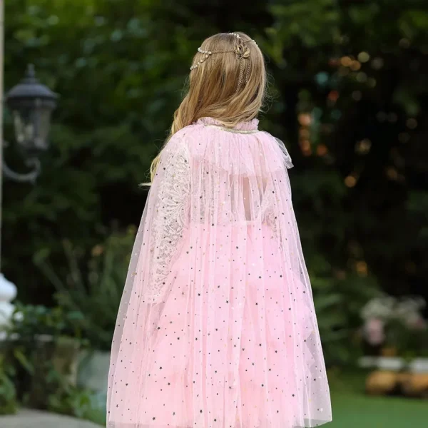 Girl Costume Children Elegant Dress Cape Kids Christmas Halloween Party Supply Girl Tulle Cloak Elsa Rapunzel Cosplay Accessory - Image 2