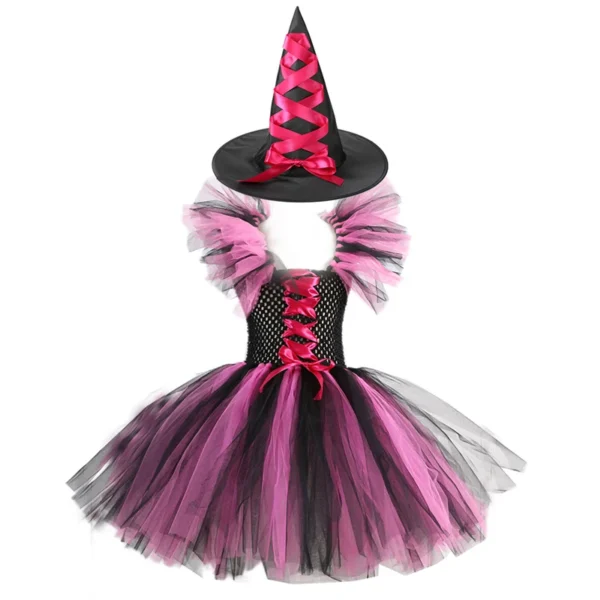 Purple Witch Costume Girls Disguise Halloween Cosplay Purim Carnival Party Christmas Toddler Kids Princess Dress Prom Gown Dress - Image 4