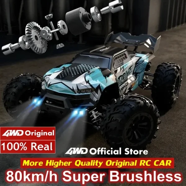 Super Brushless 80KM or 50KM/H 4WD RC Car With LED Remote Control Cars High Speed Drift Racing 4x4 Off Road Truck Kid Adult Toy - Image 2