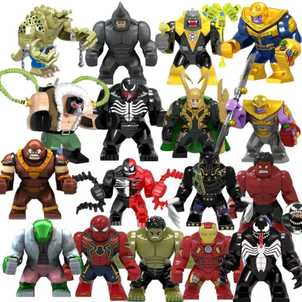 Building Blocks Marvel Transformation Figures Big Goblin Spiderman Iron Man Venom Captain Hawk Deadpool Technic Armor Gift Toys