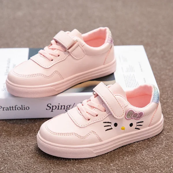 Children's Sneakers Girls Sport Shoes Student Shoes Cute Kitty Baby Girls Outdoor Footwear Anti-slip Kids Casual Shoes - Image 2