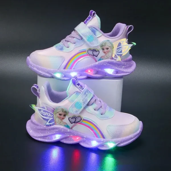 Disney Girls' Casual Shoes Led Lights Mesh Breathable Children's Sports Princess Elsa Pink Purple Shoes Sneakers Size 22-35 - Image 5