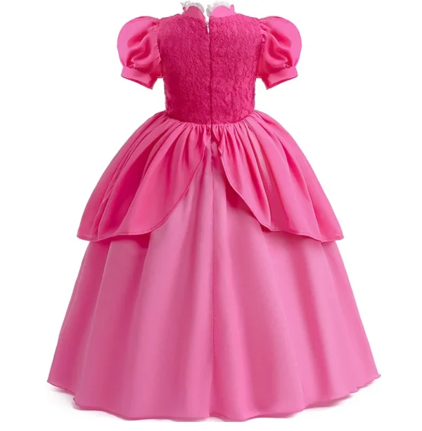 Peach Princess Cosplay Dress Girl Movie Role Playing Costume Birthday Party Stage Performace Outfits Kids Carnival Fancy Clothes - Image 3