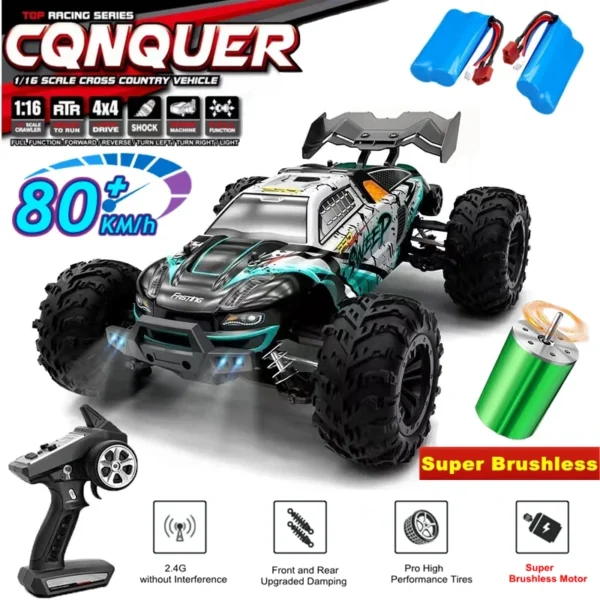 Super Brushless 80KM or 50KM/H 4WD RC Car With LED Remote Control Cars High Speed Drift Racing 4x4 Off Road Truck Kid Adult Toy