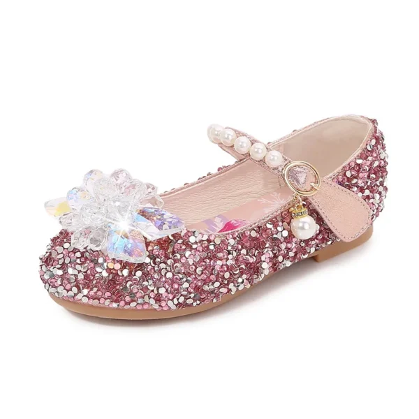 Disney Girl's Shoes Frozen Elsa Princess Soft Sole Shoes Summer Children's Crystal Pearly Shiny Girls Pink Blue Shoes - Image 6