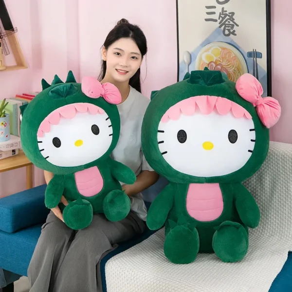 35/50/65cm Sanrio Kawaii Hello Kitty Dinosaur Plush Toy Cartoon Doll Room Decoration Sleeping Throw Pillow Kids Birthday Gift - Image 2