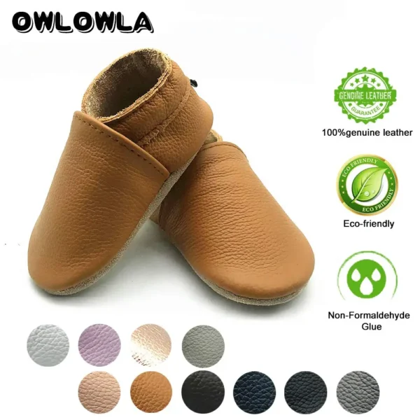 Owlowla Baby Shoes Soft Cow Leather Bebe Newborn Booties For Babies Infant Toddler Moccasins Slippers First Walkers - Image 2