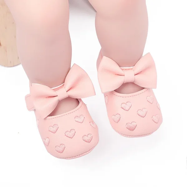 PU Leather Bowknot Baby Girls Shoes Cute Moccasins Heart Soft Sole Flat Shoes First Walkers Toddler Princess Footwear Crib Shoes - Image 4