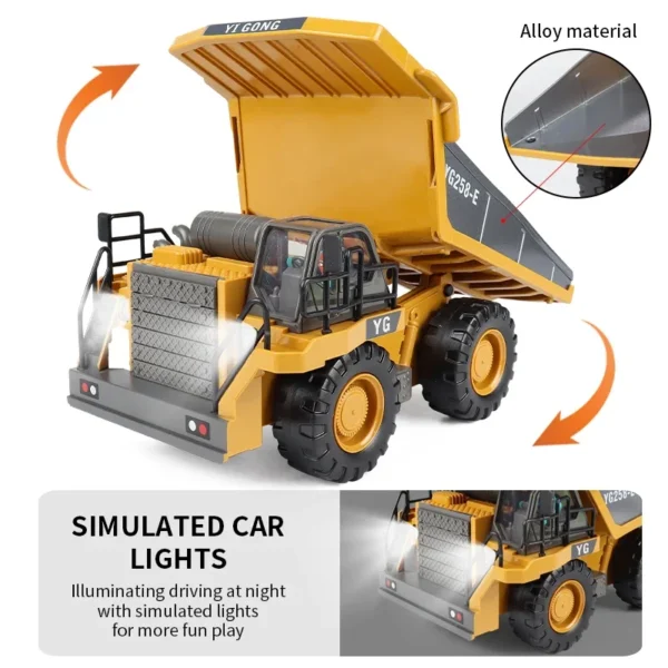 New 2.4G Remote Control Excavator Dump Truck RC Model Car Toy Professional Alloy Plastic Simulation Construction Vehicle for Kid - Image 3