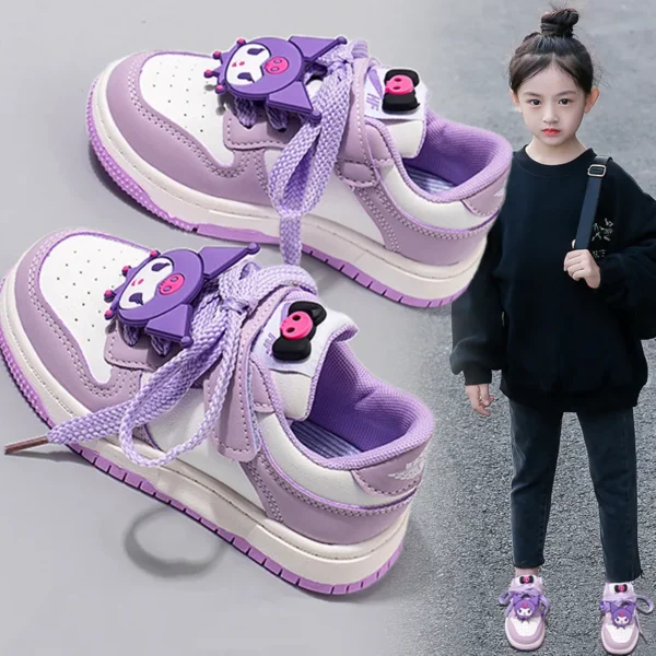 Sanrio Kuromi Children's Casual Shoes Girls Cute Cartoon Comfortable Board Shoes Breathable Non Slip Running Shoes Sneakers