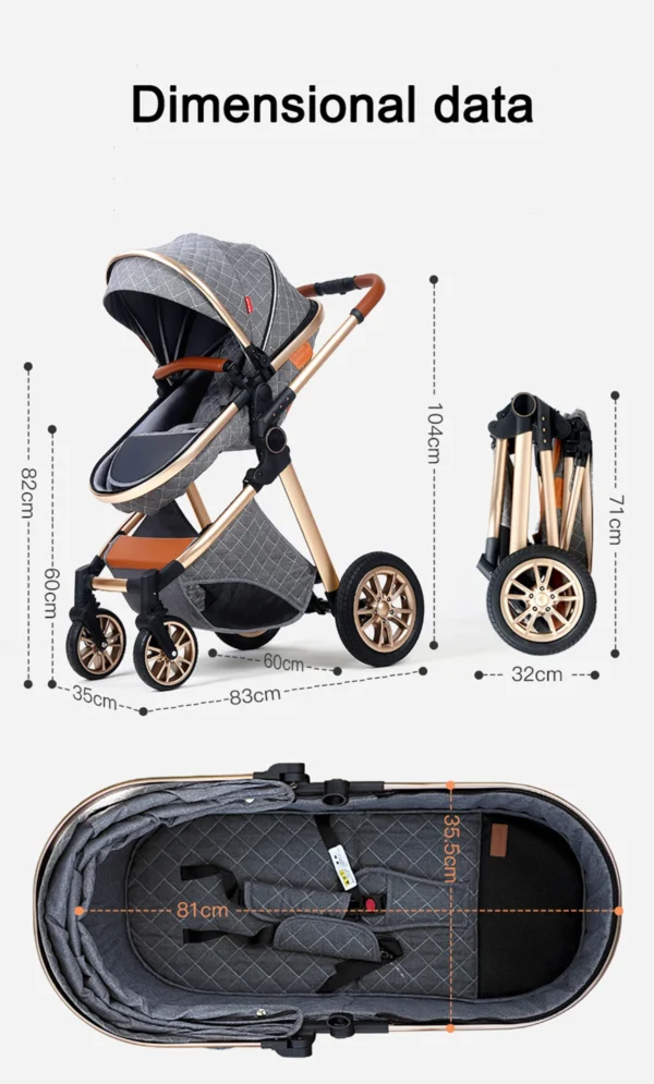 Luxury Baby Stroller 2 in 1 Foldable Stroller High landscape Newborn Baby Bassinet Puchair Lightweight baby cart with comfort - Image 5