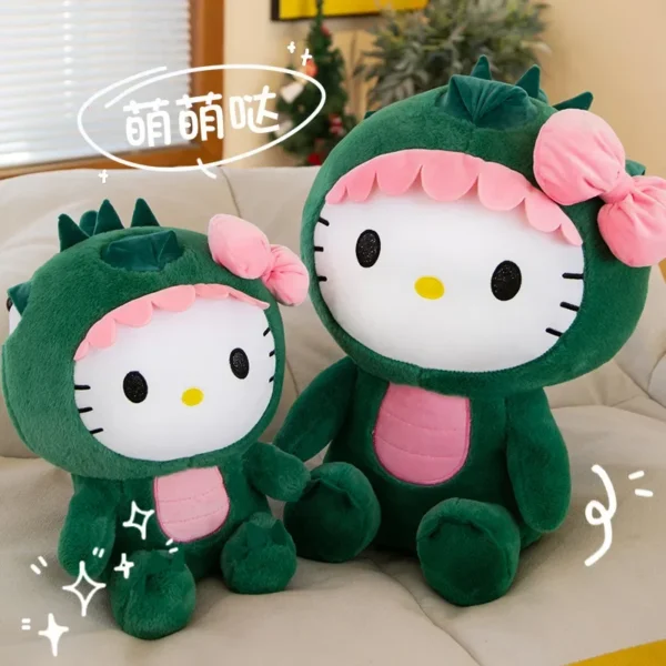 35/50/65cm Sanrio Kawaii Hello Kitty Dinosaur Plush Toy Cartoon Doll Room Decoration Sleeping Throw Pillow Kids Birthday Gift - Image 3