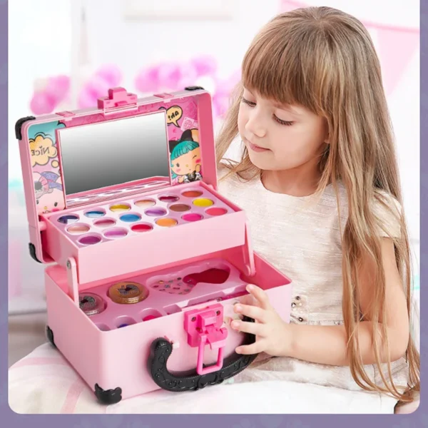 Children Makeup Cosmetics Pretend Playing Box Princess Make Up Girl Toy Play Set Lipstick Eye Shadow Safety Nontoxic Kit Toy Kid - Image 2