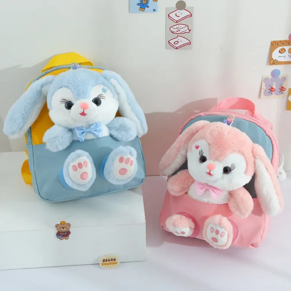 Plush 3D Rabbit Backpack for Boys Girls Kids Children SchoolBag Cute Bow Tie Cartoon School Bags Kindergarten Preschool Baby Bag - Image 3