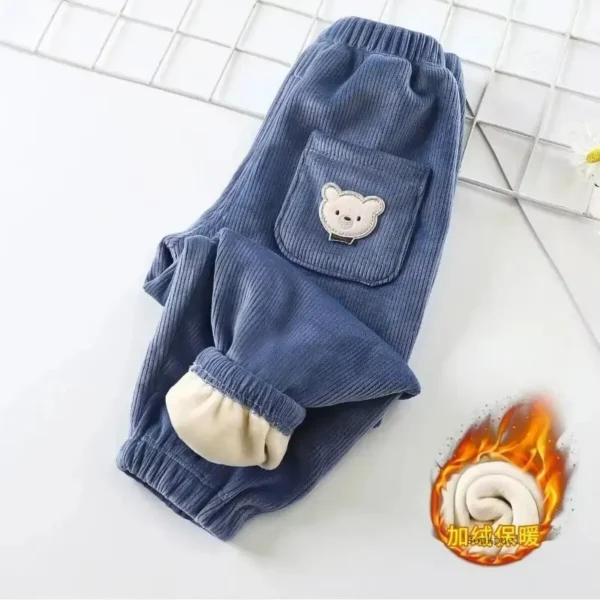 Kids Warm Pants Autumn Winter Girls Thicken Trousers Baby Boys Cute Bear Print Children Casual Harem Pants - Image 5