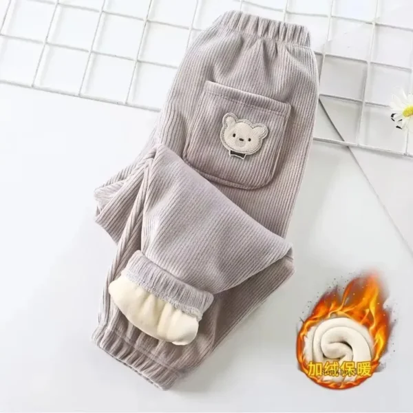 Kids Warm Pants Autumn Winter Girls Thicken Trousers Baby Boys Cute Bear Print Children Casual Harem Pants - Image 6