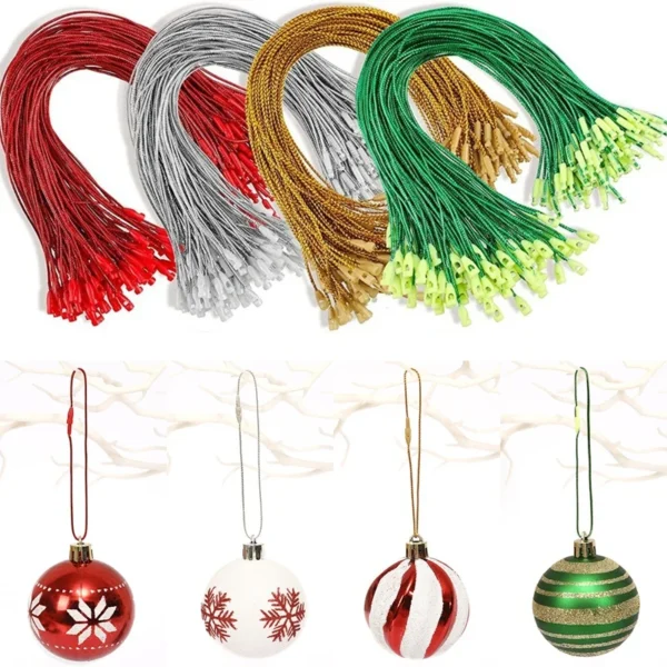 100pcs Christmas Ornaments Hooks Hanger String with Snap Ornament String for Home 2024 Christmas Tree Hanging Decorations Gifts