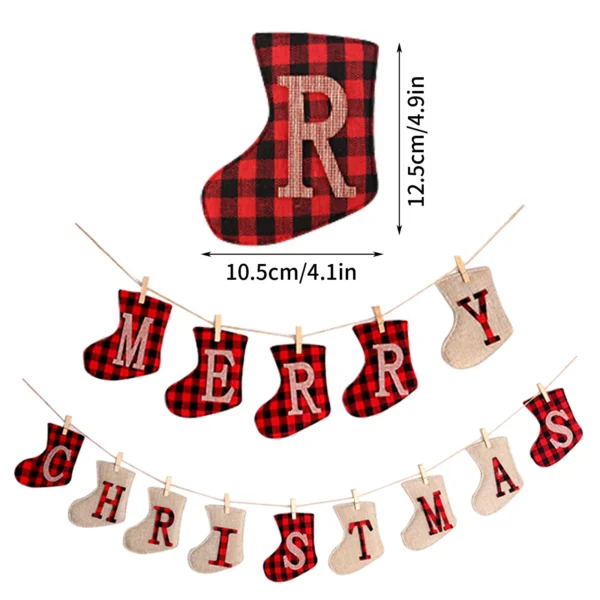 2024 New Christmas English Christmas Tree Hemp Party Festival Decoration Christmas Banner Hanging Decorations - Image 5