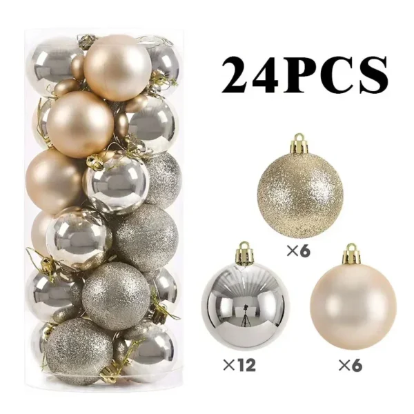 24/pcs 8CM Christmas Ball Ornaments Set Painted Plastics Christmas Tree Pendant Decoration Christmas Decoration Accessories - Image 5