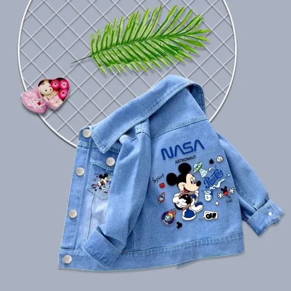 2023 New Baby Boys Girls Denim Mickey Minnie Mouse Jacket Coat Spring Autumn Children Outerwear Kids Cotton Clothes for 2-9 Year - Image 3