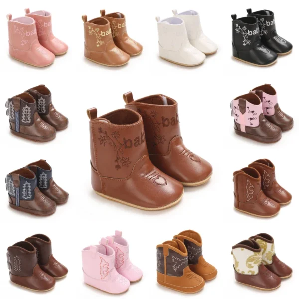 Baby Boots Made Of Soft PU and High-quality Cotton 2024 New Autumn and Winter Short Boots With Rubber Soles and Anti Slip Baby