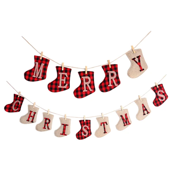 2024 New Christmas English Christmas Tree Hemp Party Festival Decoration Christmas Banner Hanging Decorations - Image 2