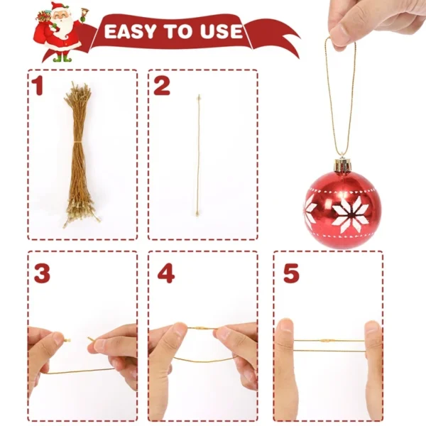 100pcs Christmas Ornaments Hooks Hanger String with Snap Ornament String for Home 2024 Christmas Tree Hanging Decorations Gifts - Image 6