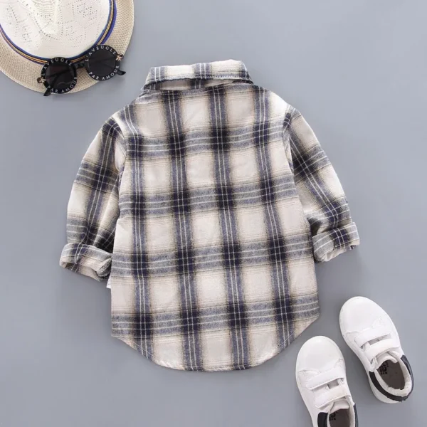 2024 Korean Fashion Children Tops Boys Buffalo Plaid Flannel Shirt Baby Casual Shirt Outerwear Clothes Autumn Girls Blouses 0-5T - Image 3