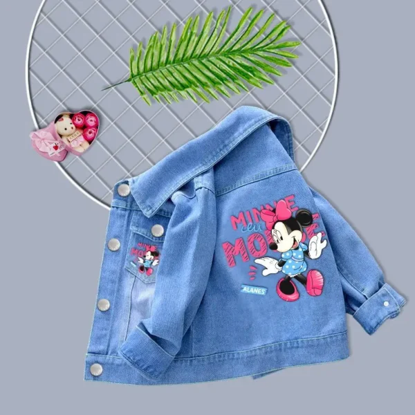 2023 New Baby Boys Girls Denim Mickey Minnie Mouse Jacket Coat Spring Autumn Children Outerwear Kids Cotton Clothes for 2-9 Year - Image 2