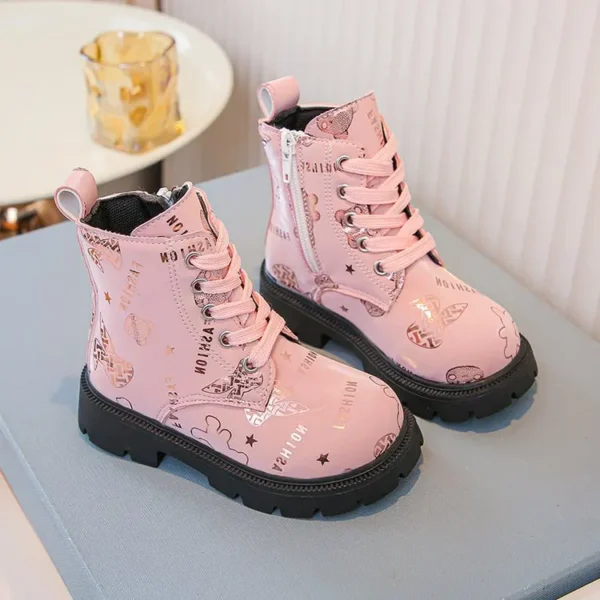 Autumn/Winter ZIP Fashion Sweet Heart Baby Girls Pink Warm Square Heel Casual Comfortable Cute Boots Size21-30 Toddler Shoes - Image 6