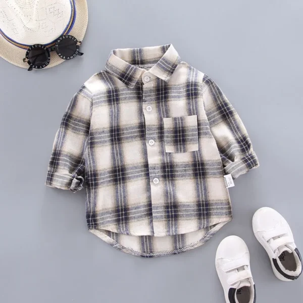 2024 Korean Fashion Children Tops Boys Buffalo Plaid Flannel Shirt Baby Casual Shirt Outerwear Clothes Autumn Girls Blouses 0-5T - Image 2